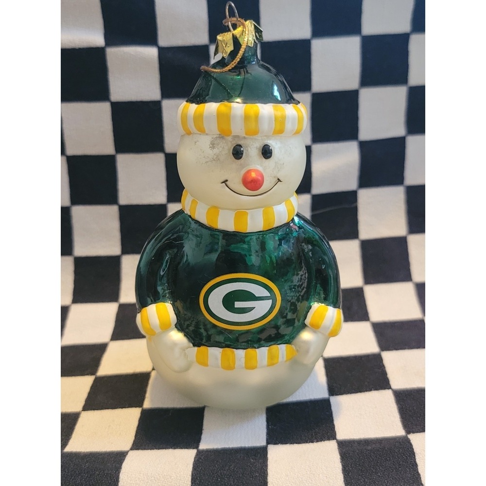 Green Bay Packers Snowman Ornament Vintage Holiday Fan Collectible